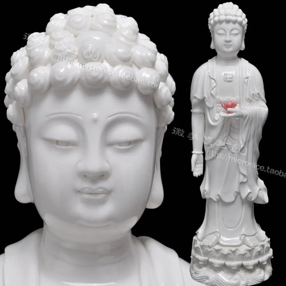 

17 inch 19 inch Sam west of Dehua put Ephraim Amitabha like white porcelain ceramic statues stand like Sam