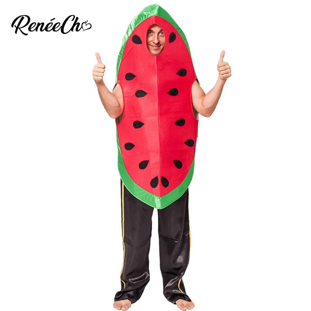 Reneecho 2018 Halloween Costume For Men Adult Watermelon Christmas Party Fruit Cosplay Women Carnival Outfits |