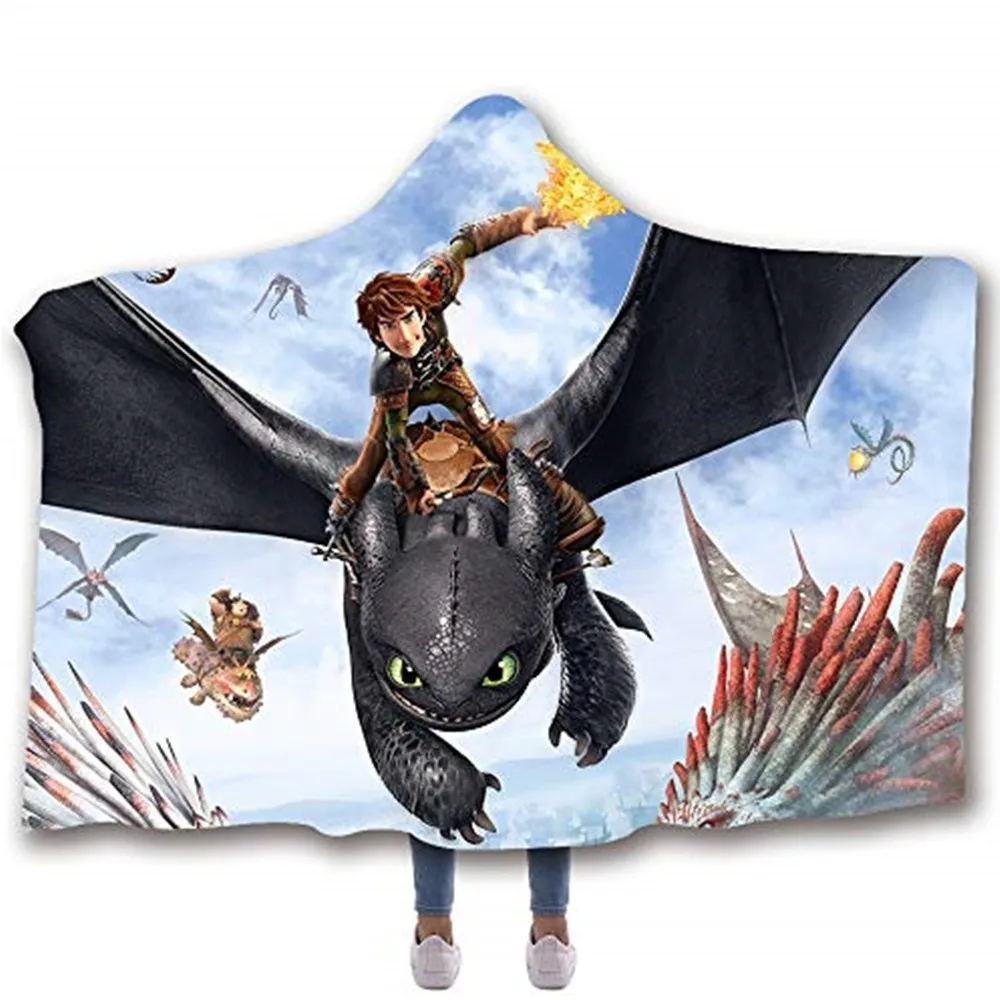 Как приручить дракона 3d печать балахон одеяло Темный стиль микрофибра плюшевое с