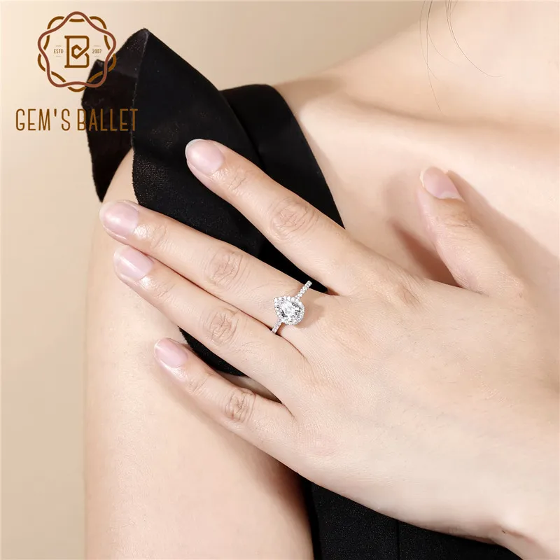 Gem's Ballet дропшиппинг 1.31Ct груша кубический цирконий обручальное кольцо Классический 925 пробы Серебряный Драгоценный камень кольцо для женщин