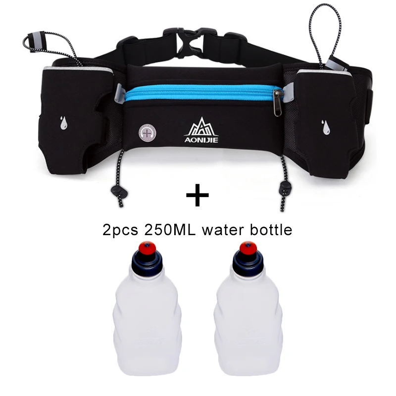 blue-2bottles AONIJIE E834 поясная сумка для бега спортивный гидратационный пояс держатель для бутылки с водой для телефона поясная сумка марафон отражающая регулируемая - Цвет: blue-2bottles