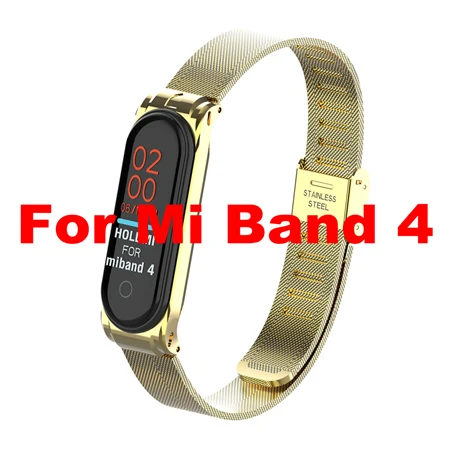 Mi Band 3 ремешок металлический браслет для Xiaomi mi ремешок 3 ремешок браслет металлическая пряжка ремень из нержавеющей стали mi Band 3 Pulseira Rose mi 3 - Цвет: mi band 4 - gold