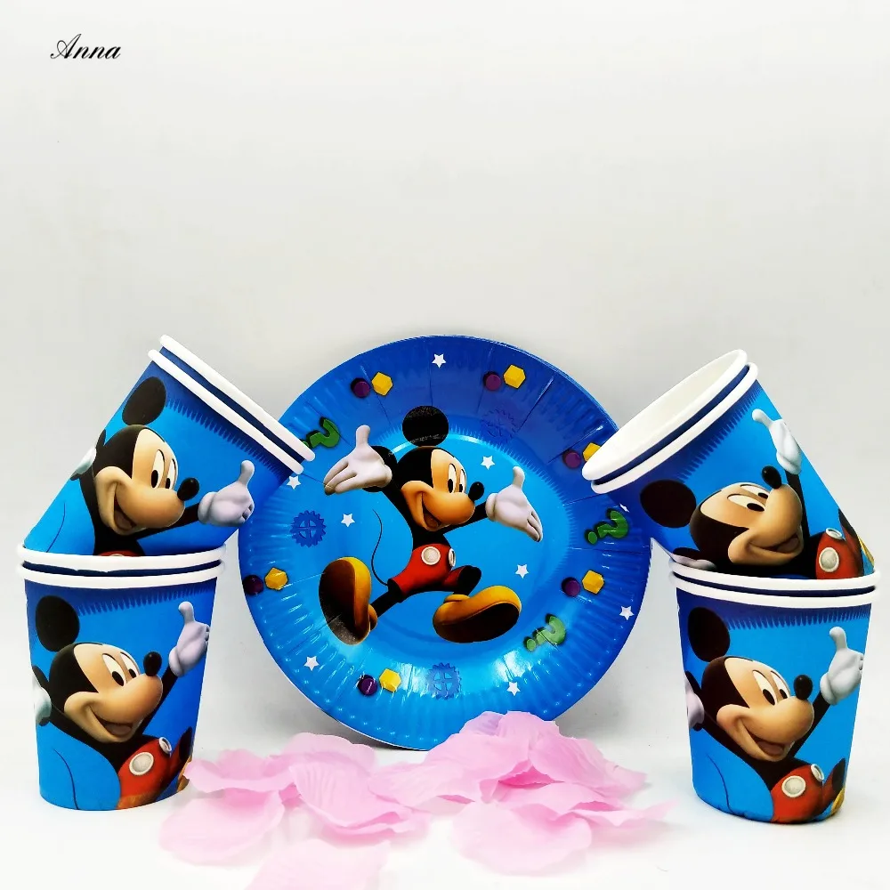 20 шт./компл. пластина/чашки disney Микки Мышь детский день рождения украшения вечерние принадлежности Микки Мышь вечерние поставки вечерние свадебные сувениры
