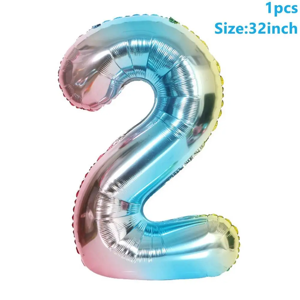 Number 2 Balloons Taoup 32 дюймов счастливый детский день рождения воздушный шар из фольги Градиент Радуга количество баллоны письмо балон гелий балоны Свадебный шар - Цвет: Number 2 Balloons
