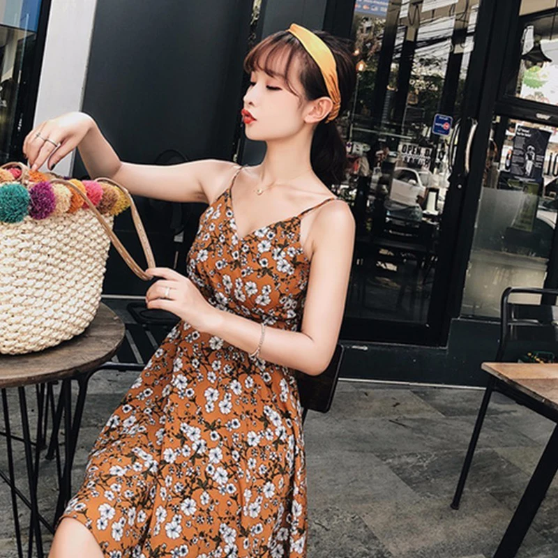 Новый Для женщин летние цветочные печатных платье без рукавов ремень V шеи Sexy Lady