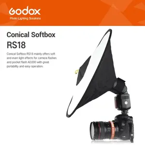 Портативный складной конический софтбокс Godox RS18, мягкий рассеиватель 44x18 см для вспышки AD200 TT685 V860 V850II V860II TT660