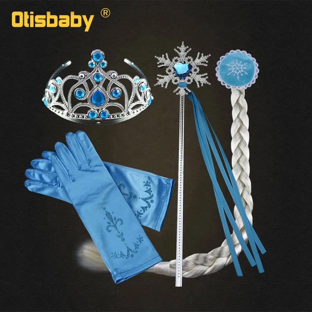 Blue Crown Set Рождественское платье Ариэль для девочек, танцевальный костюм русалки, детское блестящее платье русалки, Детские вечерние маскарадные платья для девочек - Цвет: Blue Crown Set