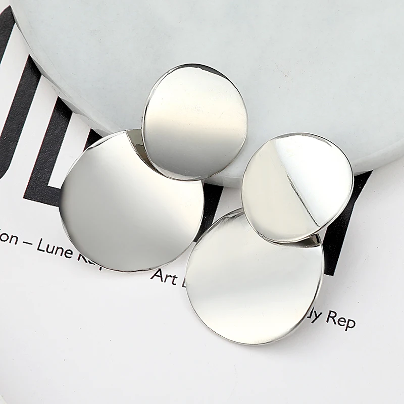 Массивные серьги 2018 Модные металлические для женщин золотые и серебряные