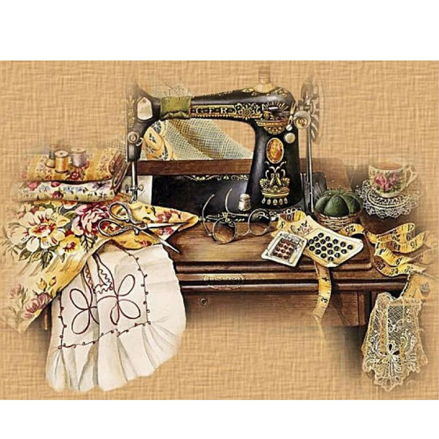 Алмазная вышивка натюрморт швейная машина 5d алмазная живопись полная мозаика