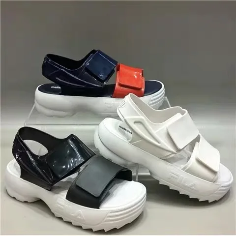 Melissa/летние женские сандалии с пряжкой дизайнерские на платформе черного и