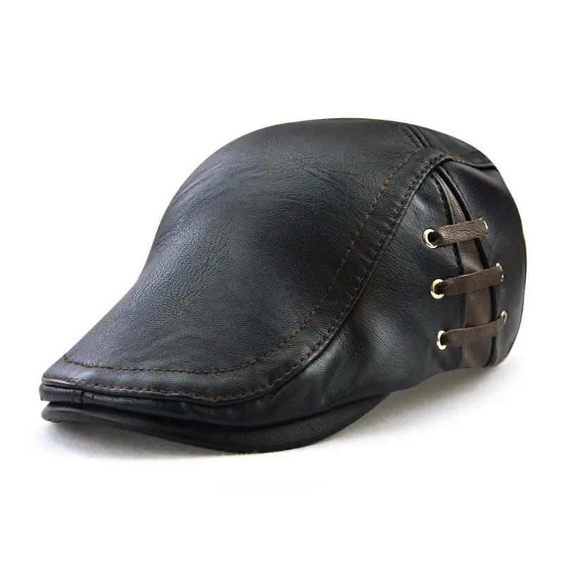 Зимние теплые мужские шапки из искусственной кожи Visors|Бейсболка с регулируемым
