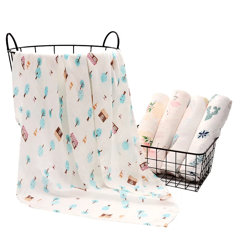 Multi-use Newborn Swaddle 100%Muslin Cotton Blankets Infant Gauze Towel Baby Warp Stroller Cover Mat
