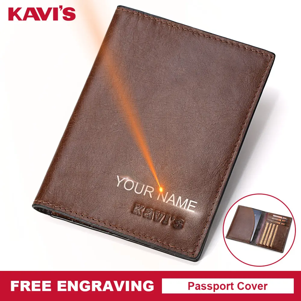 KAVIS винтажный держатель для паспорта из натуральной коровьей кожи Обложка