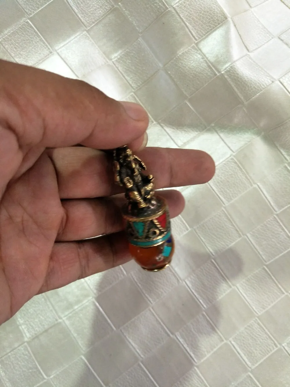 Редкий Старый тибетский буддизм инкрустированный драгоценный камень кулон