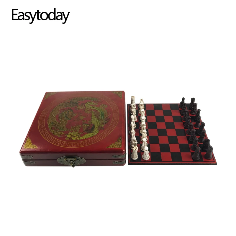 Easytoday традиционные шахматы деревянные игры синтетическая деревянная шахматная