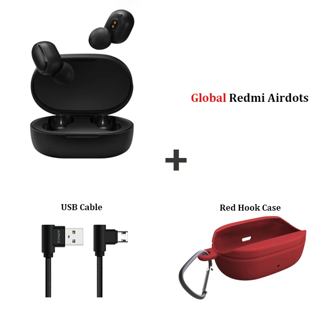 EU Add cable Hook Xiaomi Redmi Airdots TWS беспроводной Bluetooth 5,0 наушники стерео бас с микрофоном Handsfree Спорт шумоподавление беспроводные наушники - Цвет: EU Add cable Hook