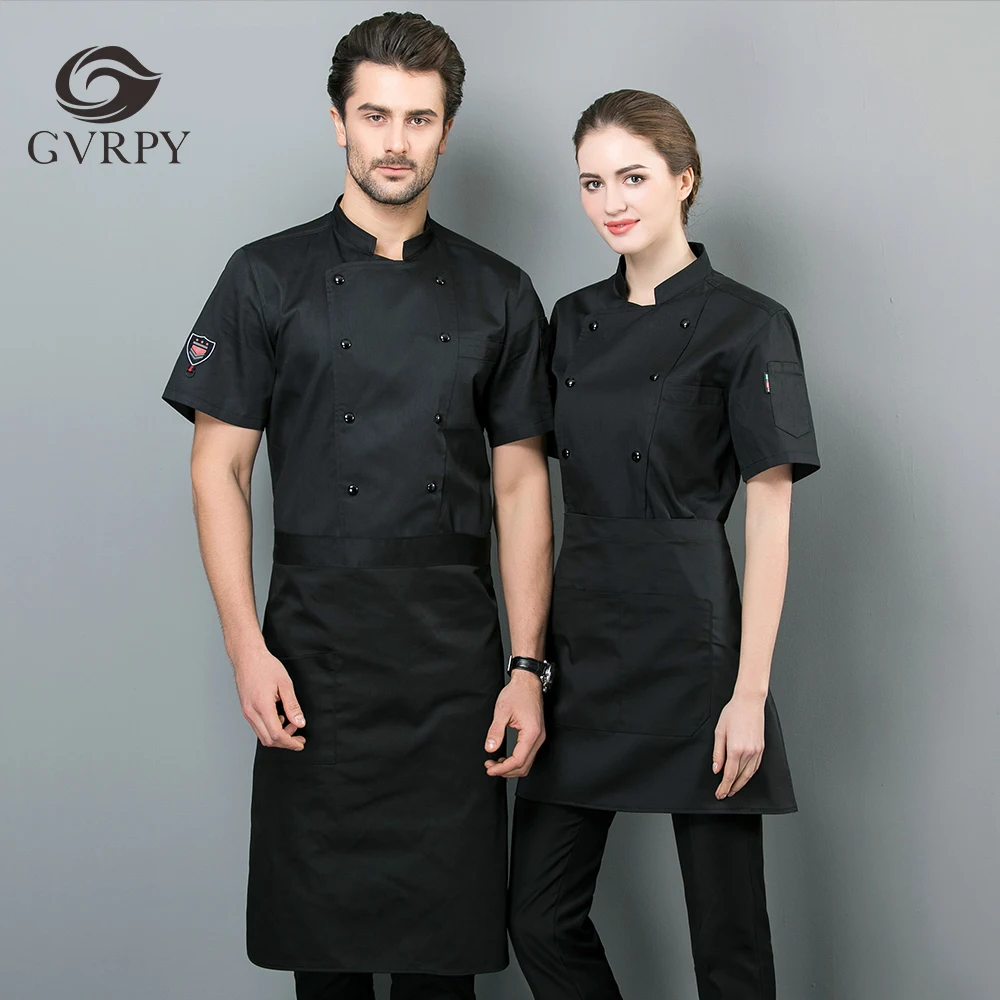 Унисекс белая черная Униформа шеф повара официантка спецодежда с коротким