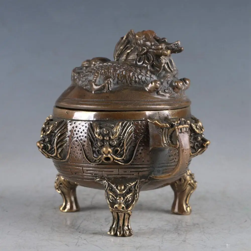 Китайский антиквариат редкая латунная ручная работа MING XUANDE Единорог благовония