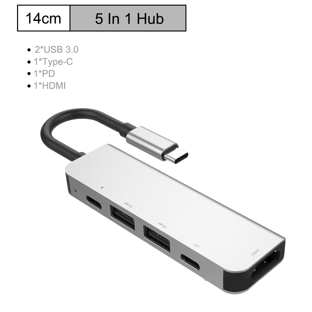 Адаптер USB C HDMI для MacBook Pro 2018/2016/2017 адаптер концентратор Type выход 5 в 1 2 порта 3