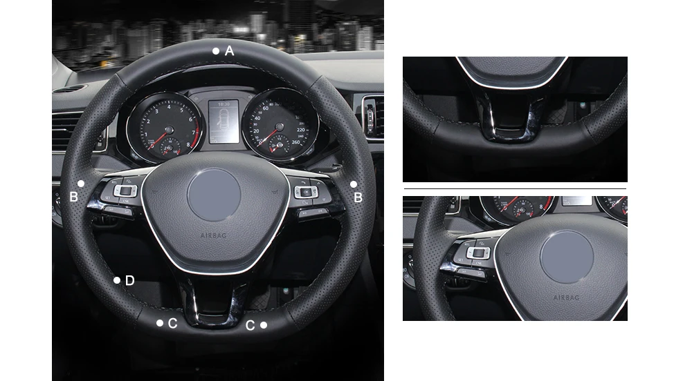 MEWANT черная искусственная кожа чехол на руль для Volkswagen VW Golf 7 Mk7 Polo Jetta Passat B8 Tiguan Sharan Touran