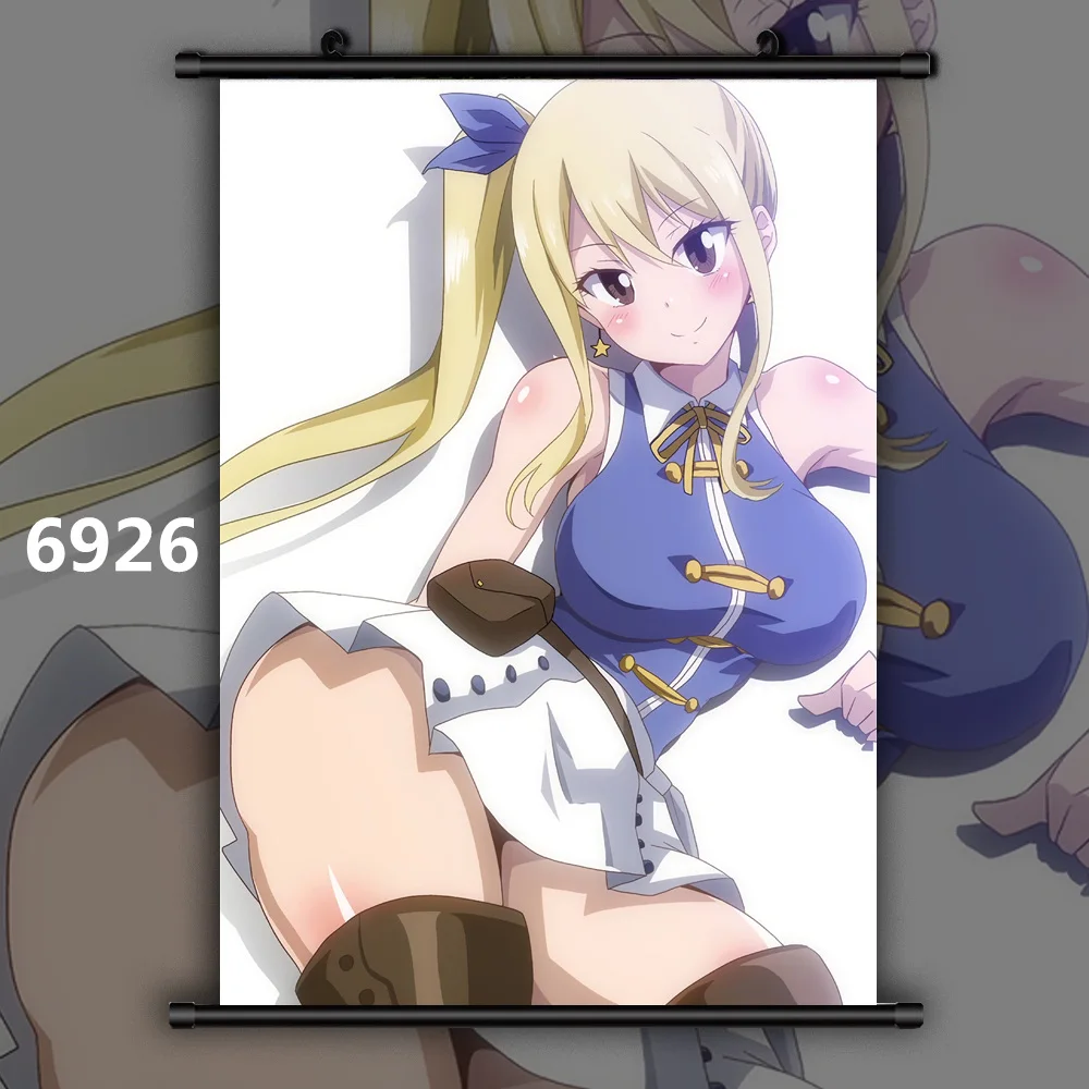 6926 Сказочный хвост Mirajane Erza Lucy Juvia Аниме Манга настенный плакат свиток B - Цвет: 6926