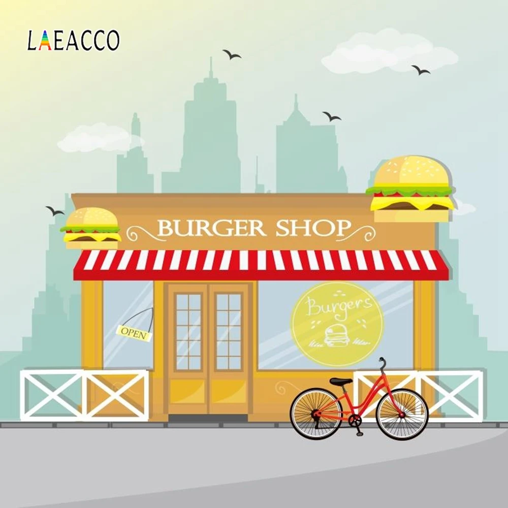 Laeacco мультфильм магазин фотографии фон велосипед конфеты ребенок партии