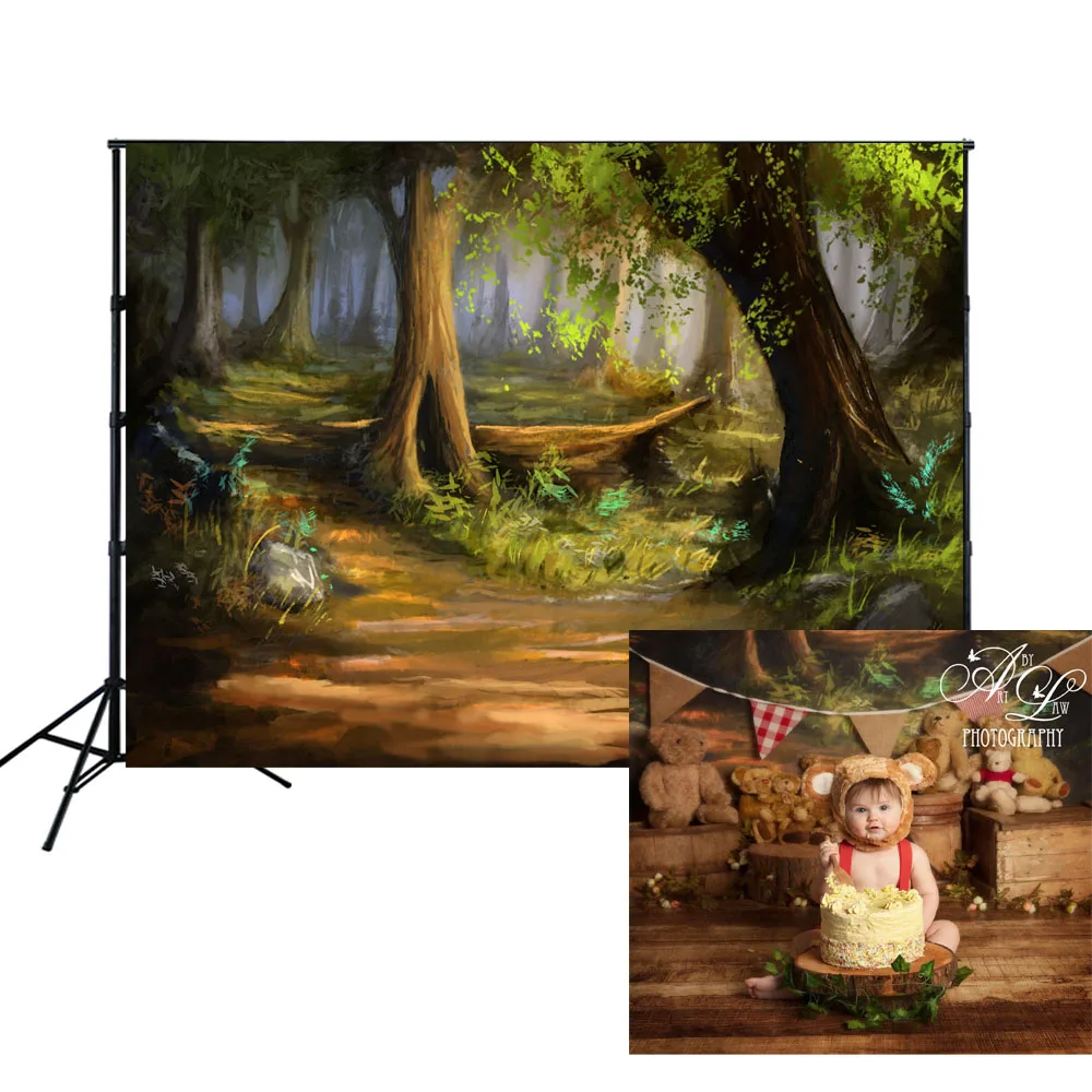 Huayi для новорожденных портретная фотография Фон Фэнтези Глубокий Лес фон дня