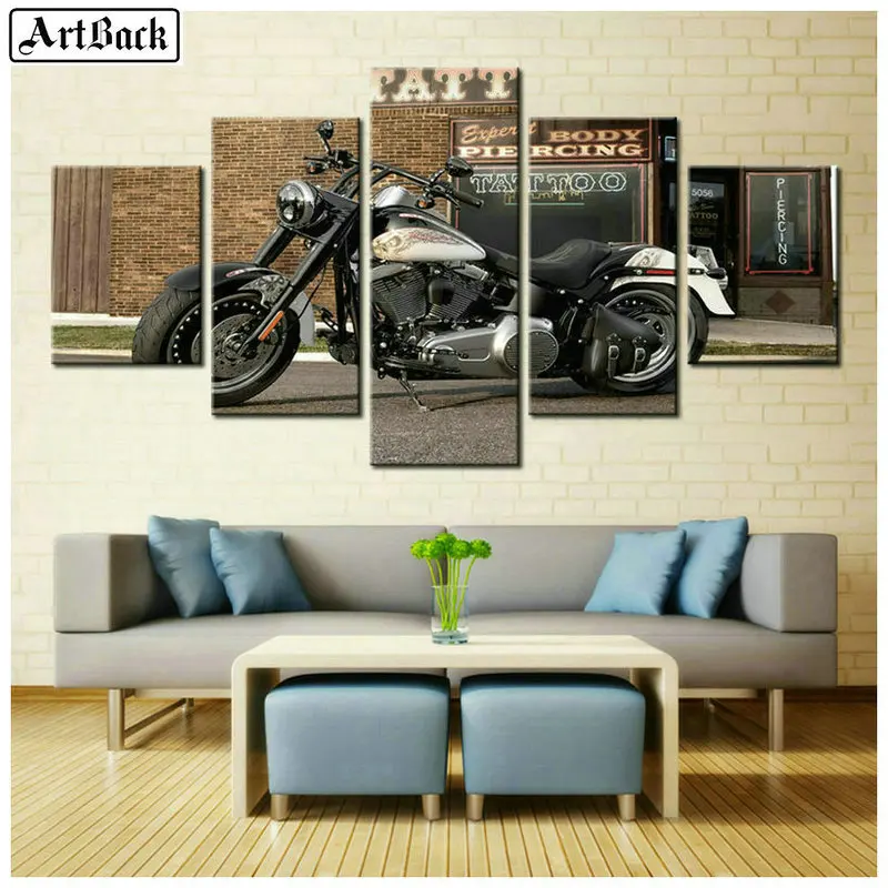 5 заклинание картина мотоциклетные значок полная квадратная Алмазная 3d Круглый