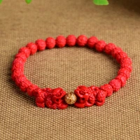 natural cinnabar pixiu bracelets women men 3d brave troops charm bracelet hand knotted jewelry accessorie gift drop shipping