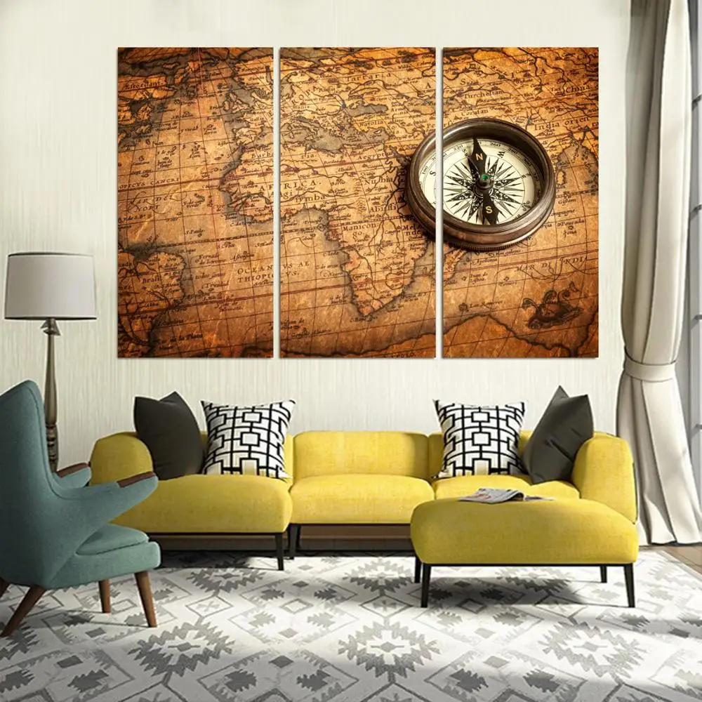 

3 Panel printed painting World map Painting Canvas Wall Art Picture Home Decoration Living Room Canvas Modern painting LS184