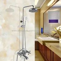 New Modern Chrome Finish Bathroom Shower Faucet Double Handle Mixer Tap with Hand Shower Tub Mixer Tap Kcy327