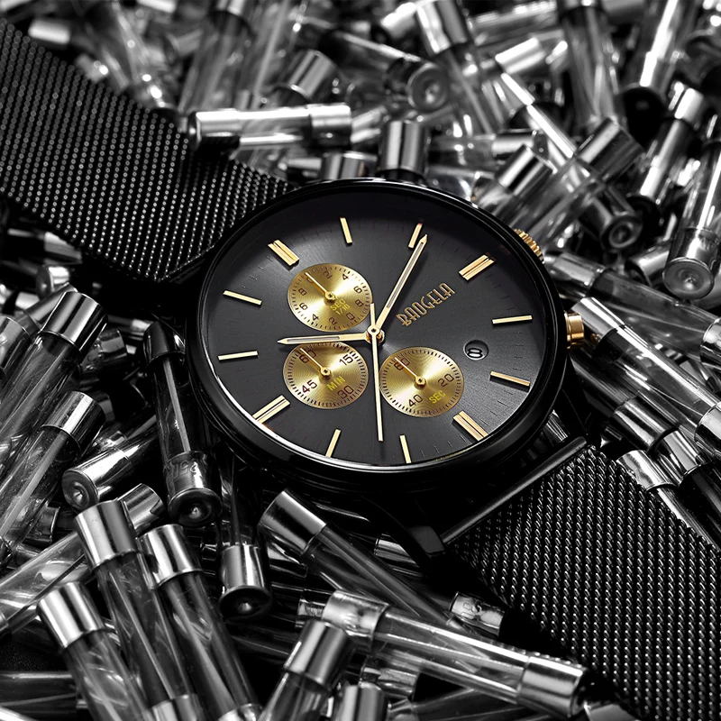 Мужские часы 2017 BAOGELA новинка хронограф стальные мужские роскошные брендовые