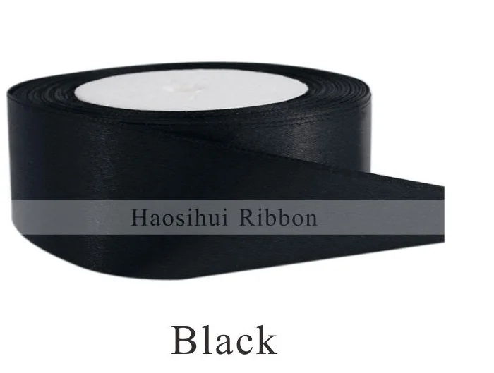 black 5/"(15 мм) 25 ярдов/LotWedding атласные шелковые ленты односторонние ленты подарочная упаковка кружева DIY Аксессуары 32 Цвета - Цвет: black