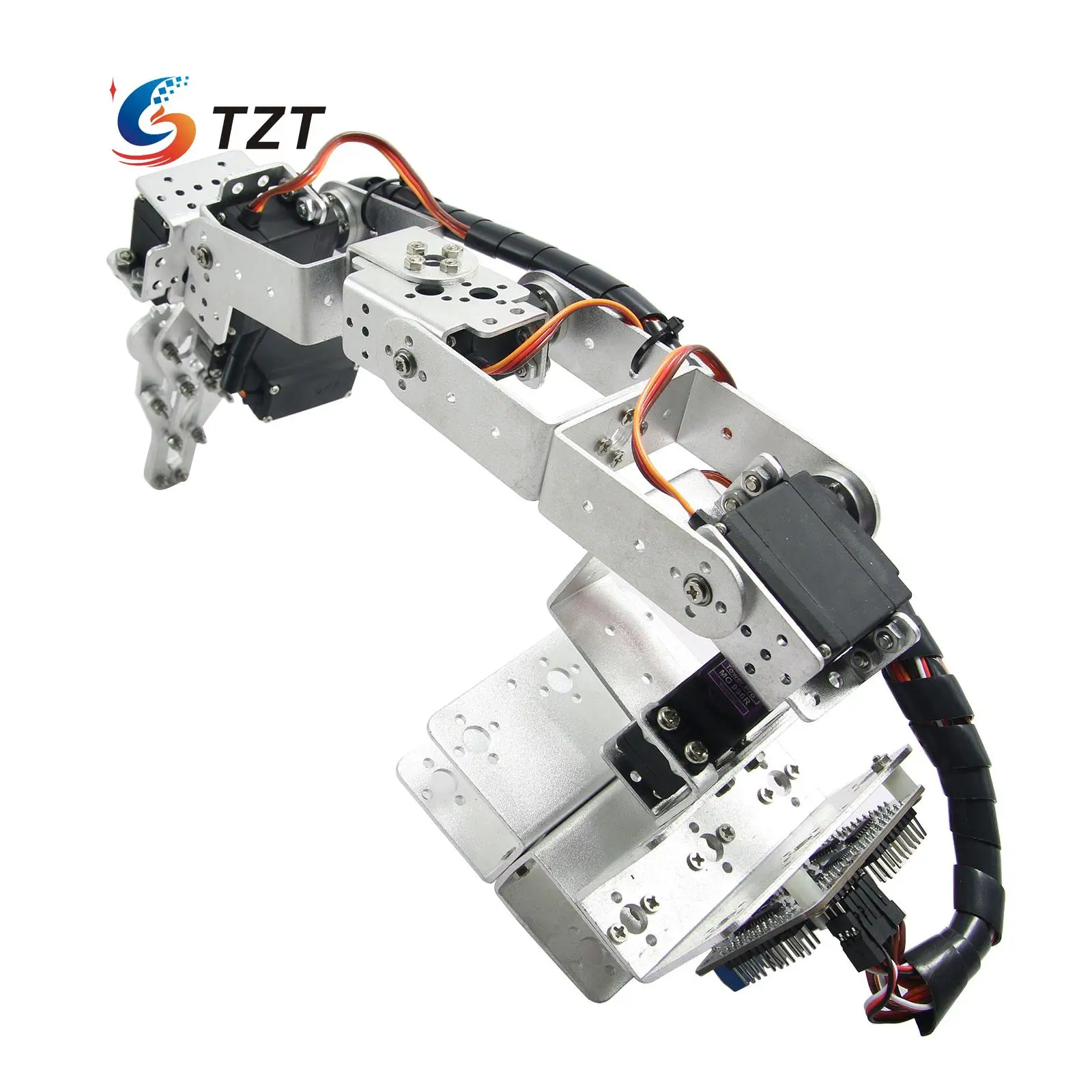 

Assembled 6DOF Robot Arm Robotic Arm with Clamp Claw & LD-1501 Servos & Controller for Arduino TZT3U - Silver