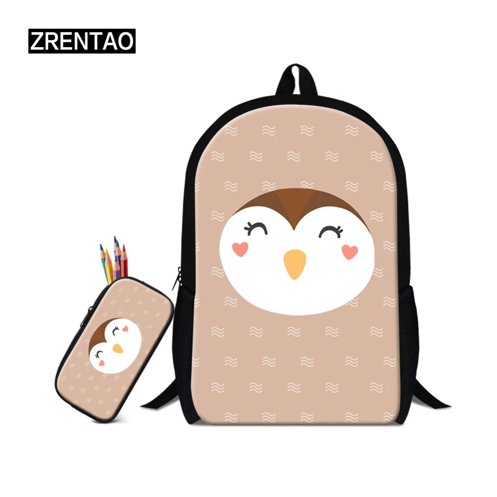 

Школьный рюкзак zренao для учеников начальной школы, 2 шт. в комплекте, сумки с мультяшным принтом птиц + пенал, Детские повседневные сумки для ...