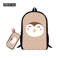 zrentao school backpack for primary students 2pcsset cartoon bird printing bagspencil pouch children daily bookbags mochilas