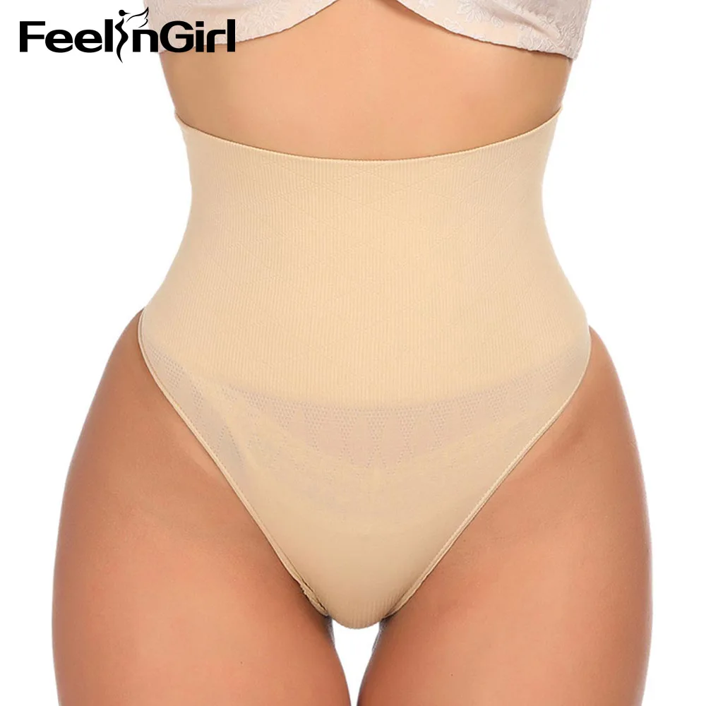 FeelinGirl, высокая талия, тренажер, контроль живота, талия, Cincher, женское белье, Корректирующее белье, слиммингтонг, стринги, подтягивающие попки, бесшовные трусики