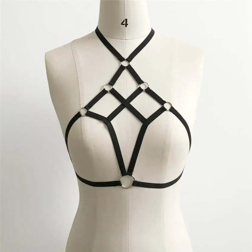 2017 Bikini Sexy Women Girl Appliques Hollow Out Elastic Cage Bra Bandage Strappy Halter Girls Underwear JL12Y | Женская одежда