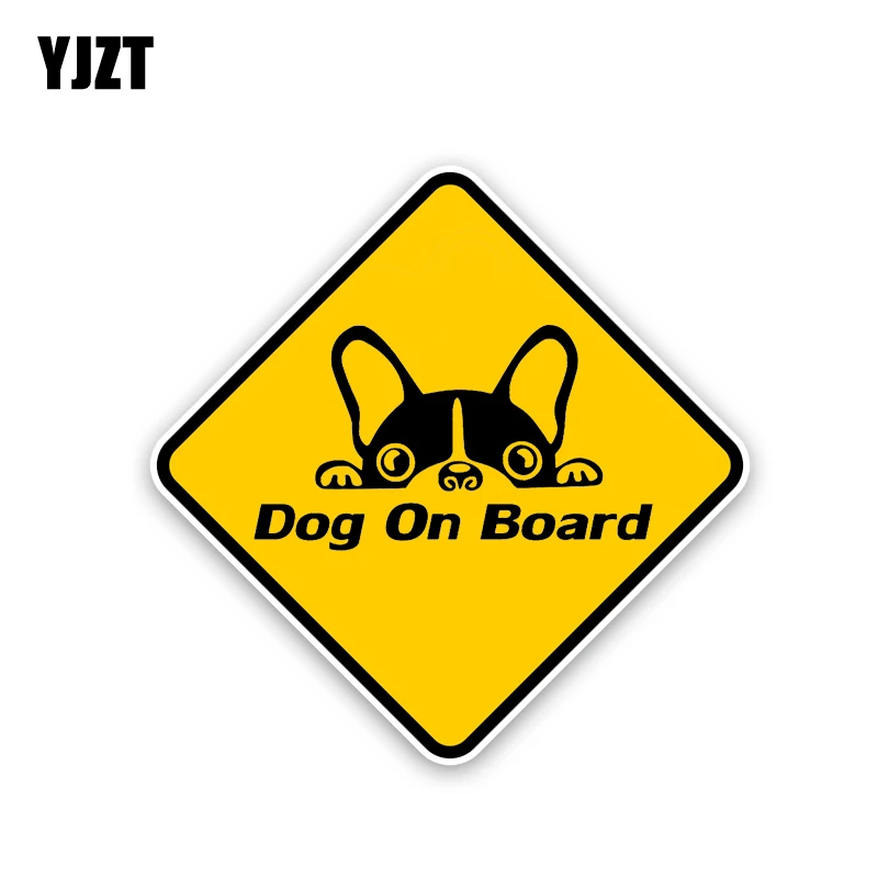 

YJZT 14.4CM*14.4CM Dog On Board Decal Funny Car Sticker PVC 12-40336