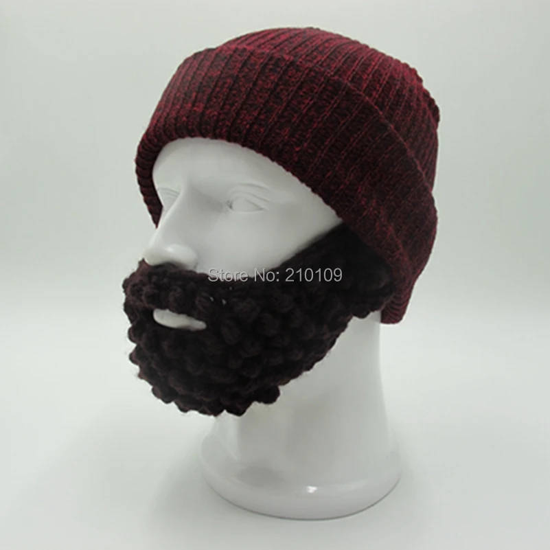 Mr.Kooky Novelty Winter Cool Solid Warm Soft Beard Beanies Skull Hats Knitted Touca Gorro Party Cap Men's Women's Birthday Gifts |