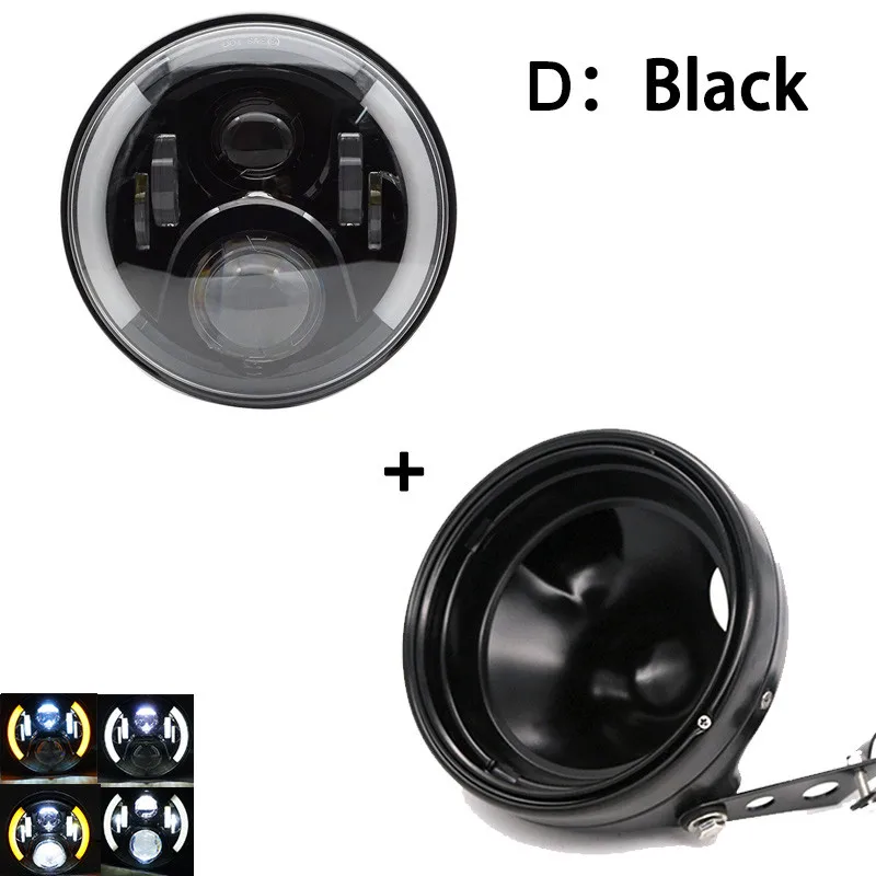 1set 60W Black Jvial 7 дюймов 80 Вт DOT SAE E9 мотоциклетные фары и 7 дюймов корпус фары кронштейны для harley men davi dson - Цвет: 1set 60W Black