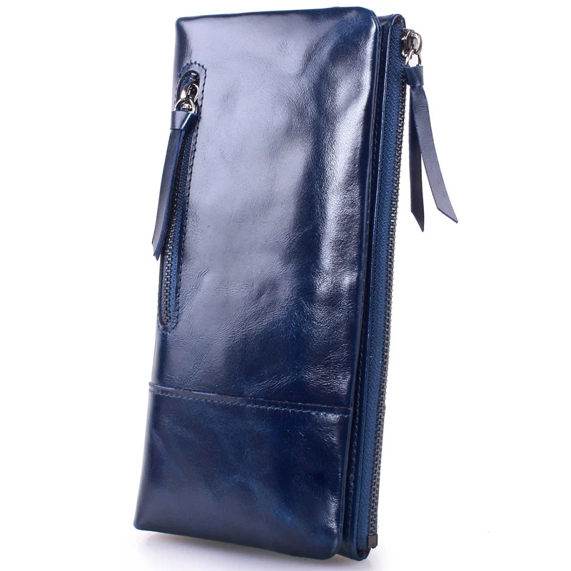Royal blue Женские Длинные кошельки из натуральной кожи с жемчугом Angeli, Женский держатель для карт, кошелек для монет, карман для мобильного телефона, клатч, кошелек, Portefeuille Femme - Цвет: Royal blue