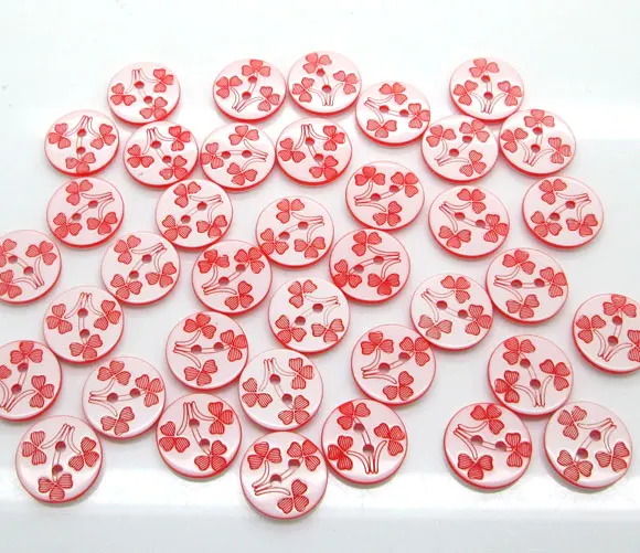 

100Pcs Red Flower Resin Shape Apparel Sewing Buttons For Kids Clothes Scrapbooking Decorative Handicraft DIY Accessories