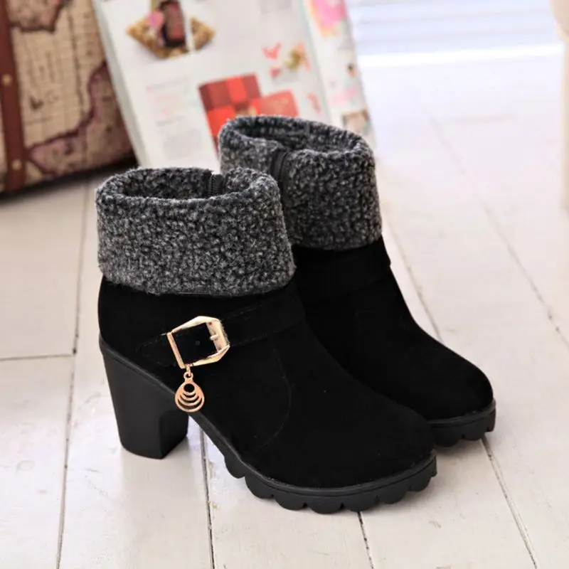 Coolcept New Autumn Winter Women Boots High Quality Solid Lace-Up European Ladies Shoes Woman Fashion Size 35-40 | Обувь