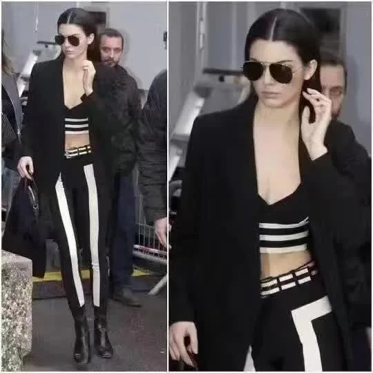 Дамская мода Черный и белый геометрический Для женщин Сексуальная Bodycon Комплект