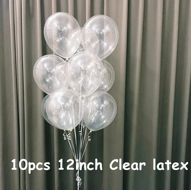 10pcs 12inch Clear 36 дюймов в коем случае черный, белый цвет латексные воздушные шары с гелием детских празднований дня рождения Свадебная вечеринка гирлянда из звездочек сексуальная верхняя одежда с кисточками Детские конфетти шары - Цвет: 10pcs 12inch Clear