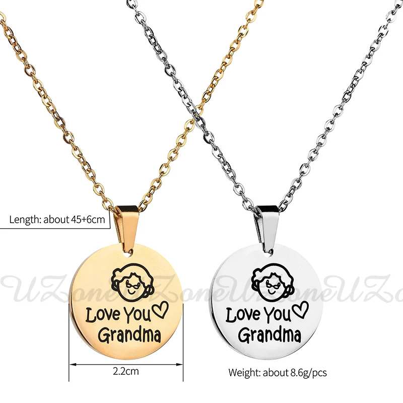 Uzone новый модный семейный Кулон из нержавеющей стали с надписью Love You Grandma
