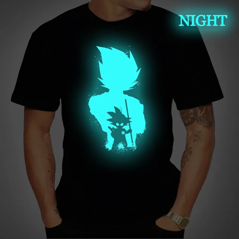 1 Dragon Ball Мужская футболка Super Saiyan vegeta Гоку светящиеся футболки короткий рукав футболки Femme уличная футболка плюс Размеры - Цвет: 1
