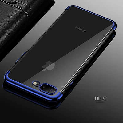 Роскошный прозрачный чехол для iPhone 6 6s 7 8 X Чехол прозрачный силиконовый чехол для телефона для iPhone 8 7 6 6s плюс мягкая термополиуретановая накладка на заднюю панель - Цвет: Blue