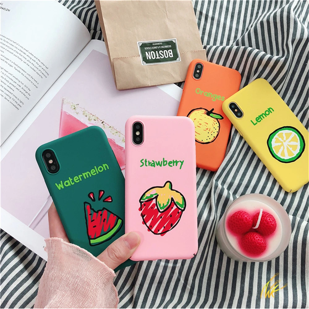 Summer fruit Strawberry watermelon Orange lemon Cartoon Pattern Phone Case For iPhone 6 6S Plus 7 8 X 10 Hard PC Cover Capa |